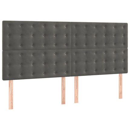 Giroletto a Molle con Materasso Grigio Scuro 200x200 cm Velluto