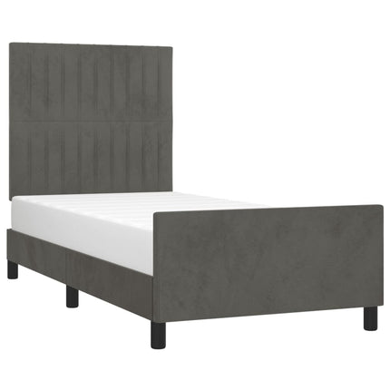 Giroletto senza Materasso Grigio Scuro 90x200 cm Velluto