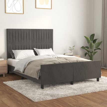 Giroletto senza Materasso Grigio Scuro 140x190 cm Velluto