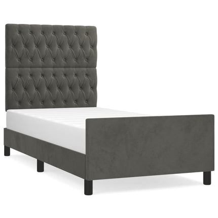 Giroletto senza Materasso Grigio Scuro 90x200 cm Velluto
