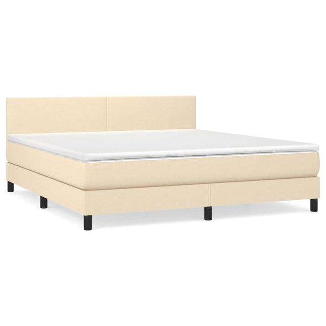 Giroletto a Molle con Materasso Crema 180x200 cm in Tessuto