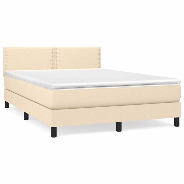 Giroletto a Molle con Materasso Crema 140x19 cm in Tessuto