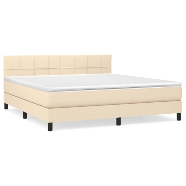 Giroletto a Molle con Materasso Crema 180x200 cm in Tessuto