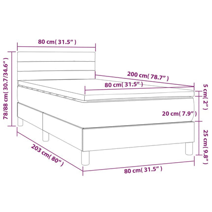 Giroletto a Molle con Materasso Grigio Chiaro 80x200 cm Tessuto