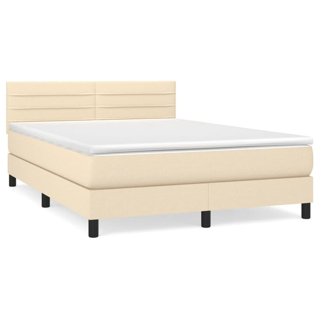 Giroletto a Molle con Materasso Crema 140x200 cm in Tessuto