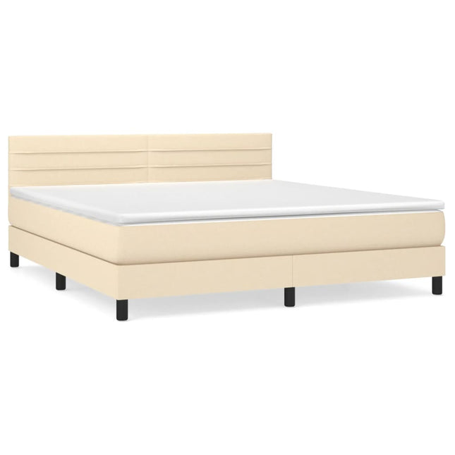 Giroletto a Molle con Materasso Crema 160x200 cm in Tessuto