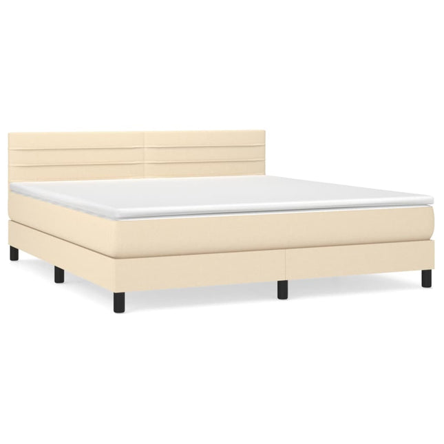 Giroletto a Molle con Materasso Crema 180x200 cm in Tessuto