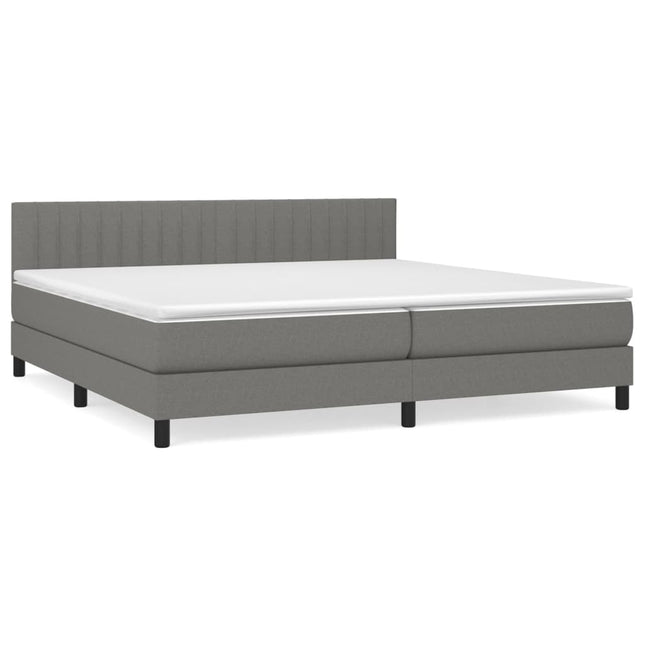 Giroletto a Molle con Materasso Grigio Scuro 200x200 cm Tessuto