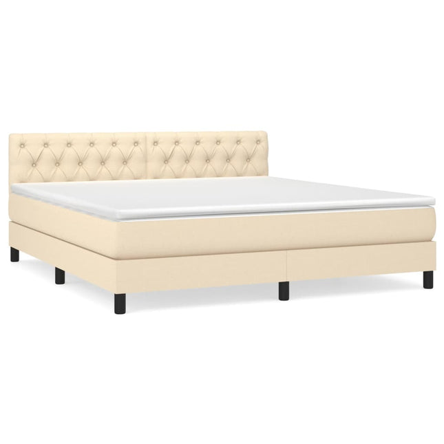 Giroletto a Molle con Materasso Crema 160x200 cm in Tessuto