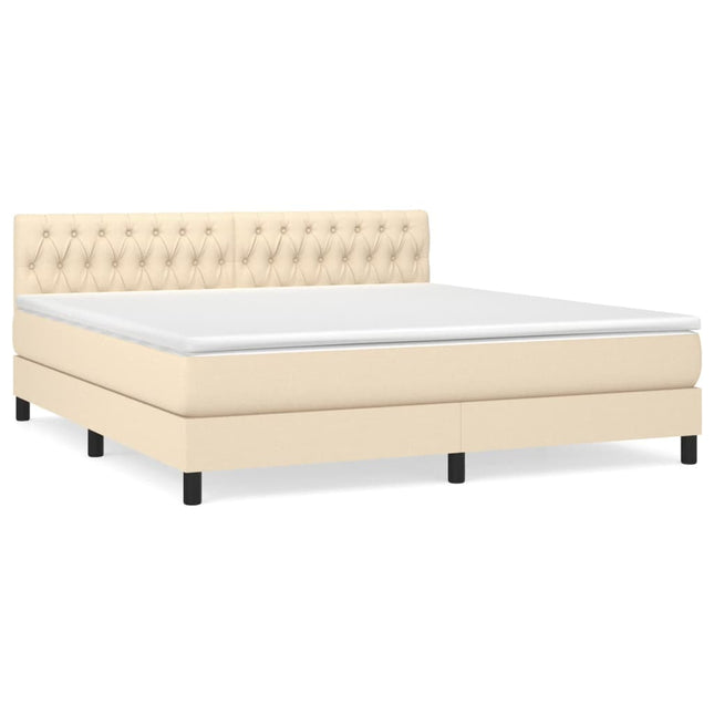 Giroletto a Molle con Materasso Crema 180x200 cm in Tessuto