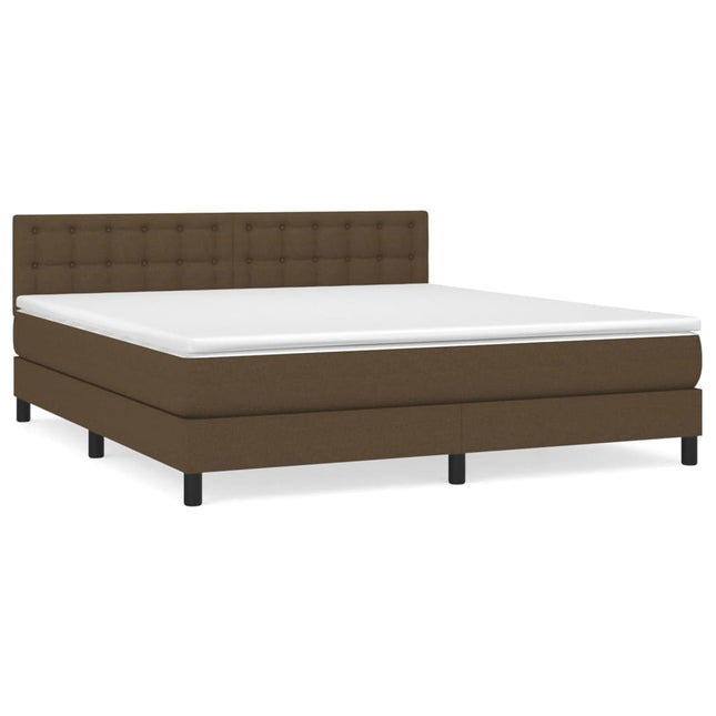 Giroletto a Molle con Materasso Marrone Scuro 160x200cm Tessuto