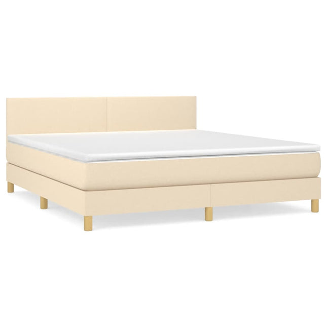 Giroletto a Molle con Materasso Crema 180x200 cm in Tessuto