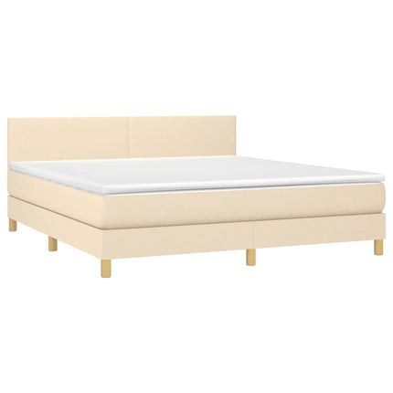 Giroletto a Molle con Materasso Crema 180x200 cm in Tessuto