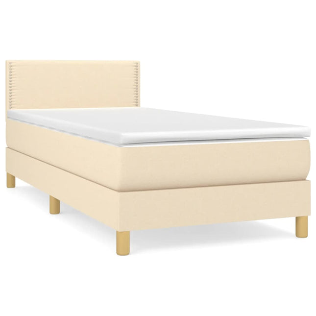 Giroletto a Molle con Materasso Crema 90x190 cm in Tessuto
