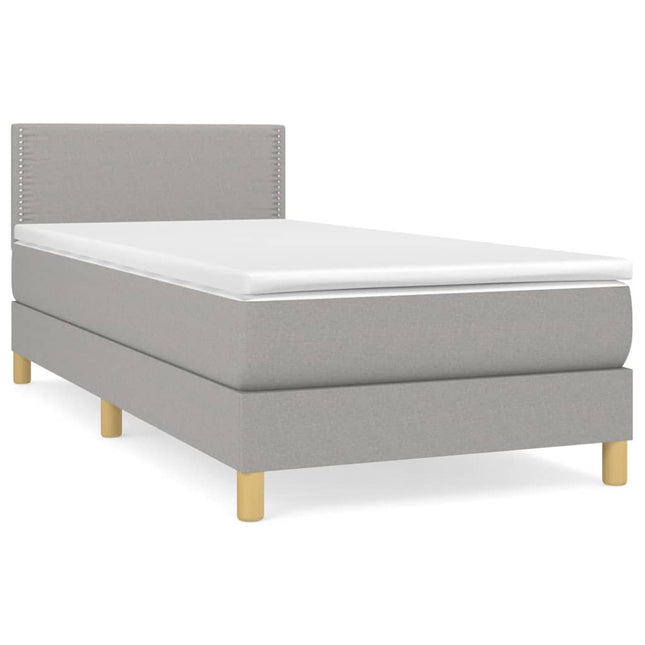 Giroletto a Molle con Materasso Grigio Chiaro100x200 cm Tessuto
