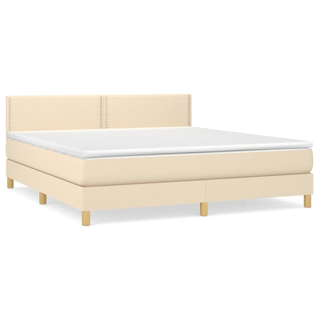 Giroletto a Molle con Materasso Crema 160x200 cm in Tessuto