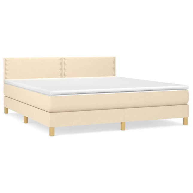 Giroletto a Molle con Materasso Crema 180x200 cm in Tessuto