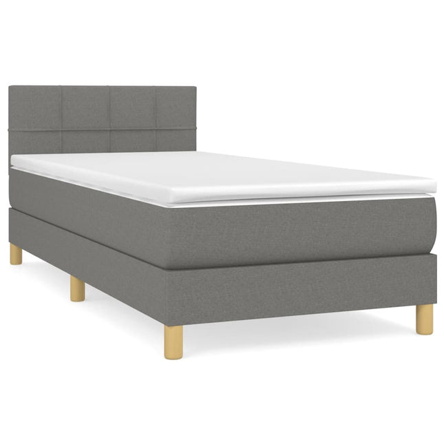 Giroletto a Molle con Materasso Grigio Scuro 90x190 cm Tessuto