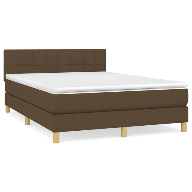 Giroletto a Molle con Materasso Marrone Scuro 140x190cm Tessuto
