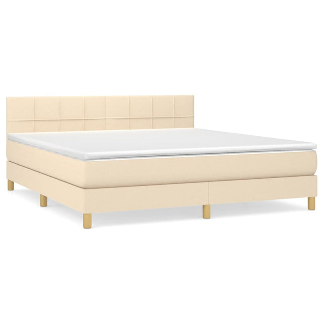 Giroletto a Molle con Materasso Crema 180x200 cm in Tessuto