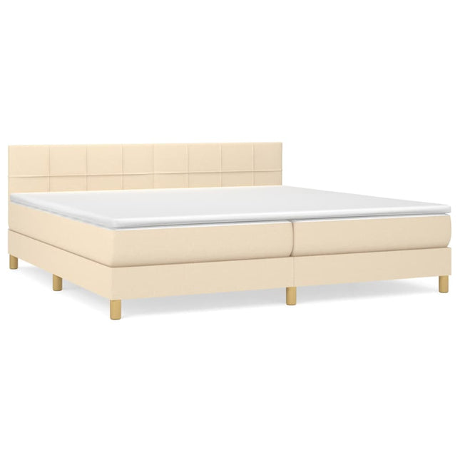 Giroletto a Molle con Materasso Crema 200x200 cm in Tessuto