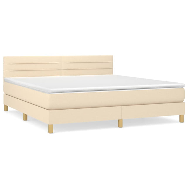 Giroletto a Molle con Materasso Crema 180x200 cm in Tessuto