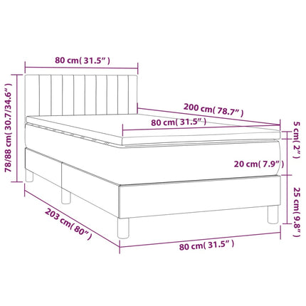 Giroletto a Molle con Materasso Marrone Scuro 80x200 cm Tessuto