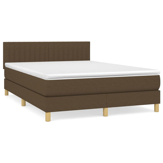 Giroletto a Molle con Materasso Marrone Scuro 140x190cm Tessuto