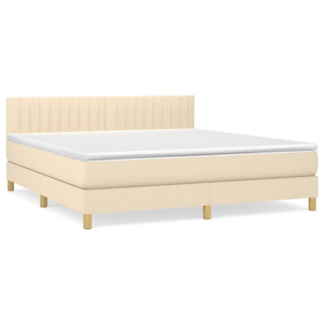 Giroletto a Molle con Materasso Crema 180x200 cm in Tessuto