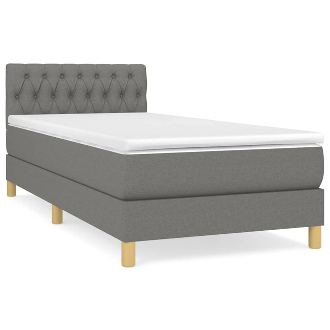 Giroletto a Molle con Materasso Grigio Scuro 100x200 cm Tessuto