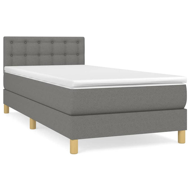 Giroletto a Molle con Materasso Grigio Scuro 90x190 cm Tessuto