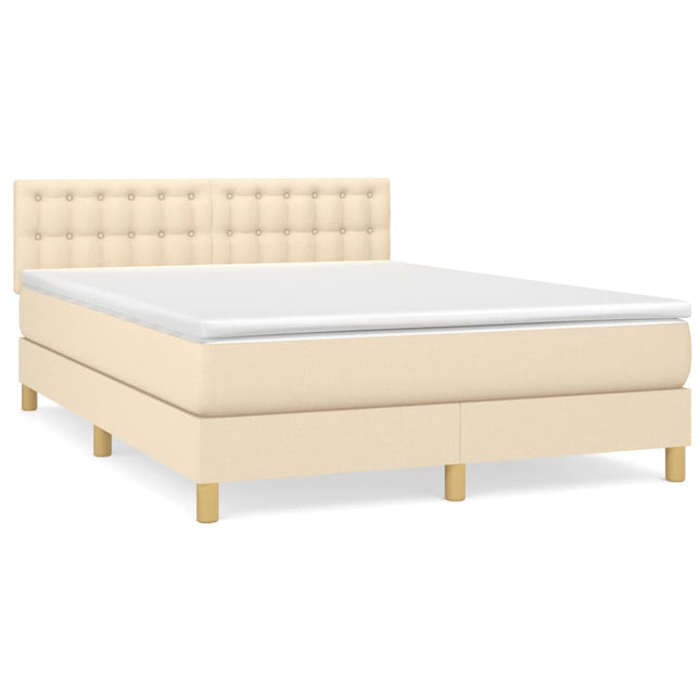 Giroletto a Molle con Materasso Crema 140x19 cm in Tessuto