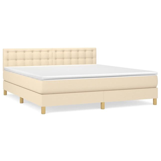 Giroletto a Molle con Materasso Crema 160x200 cm in Tessuto