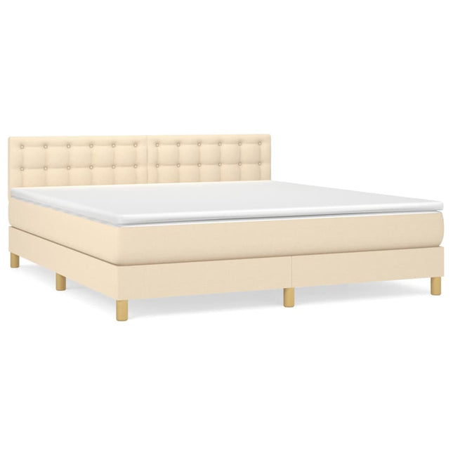 Giroletto a Molle con Materasso Crema 180x200 cm in Tessuto