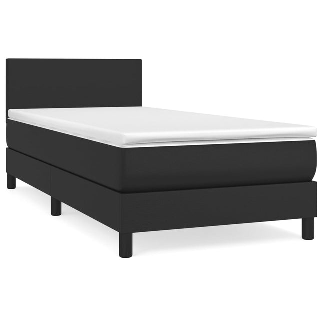 Giroletto a Molle con Materasso Nero 90x200 cm in Similpelle
