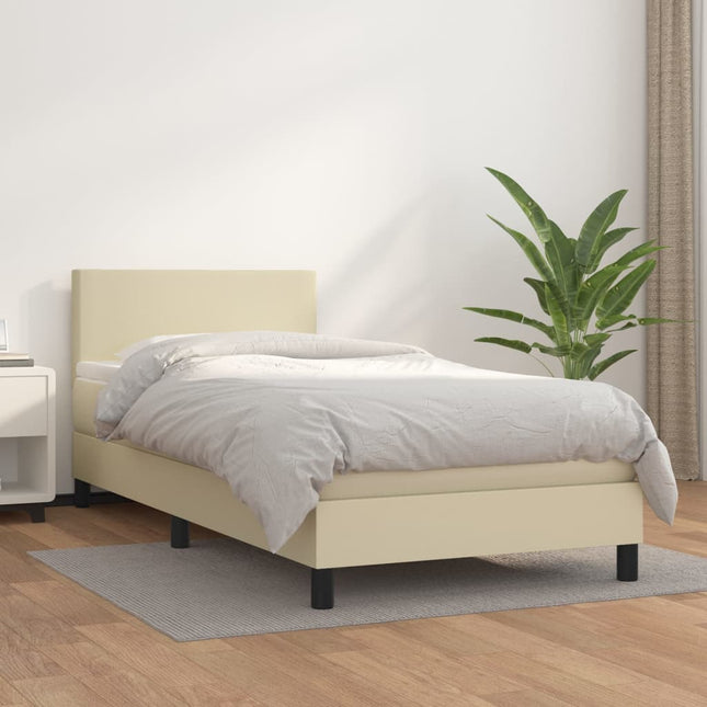 Giroletto a Molle con Materasso Crema 100x200 cm in Similpelle
