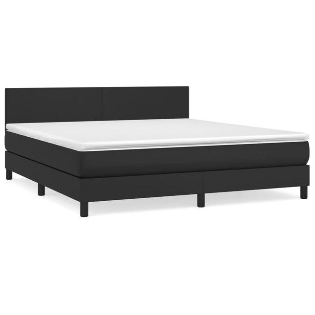 Giroletto a Molle con Materasso Nero 160x200 cm in Similpelle