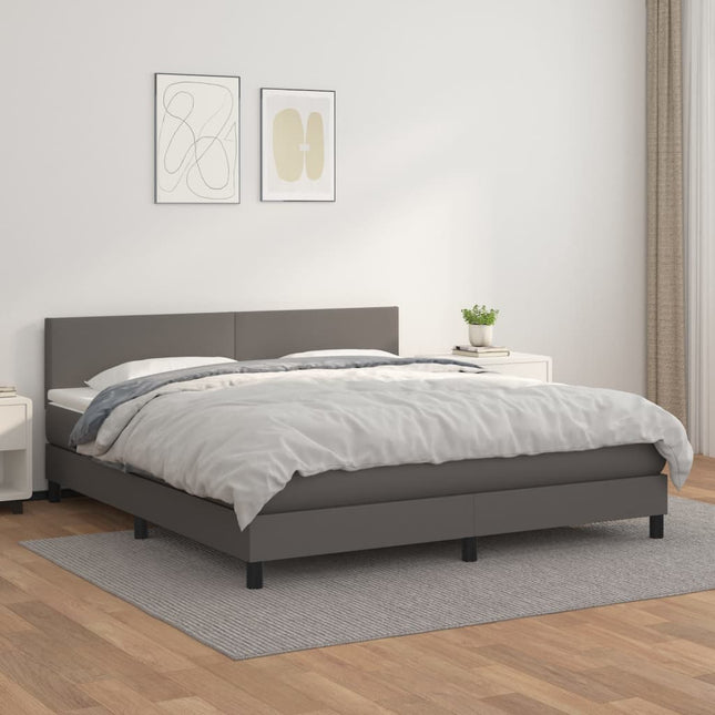 Giroletto a Molle con Materasso Grgio 180x200 cm in Similpelle