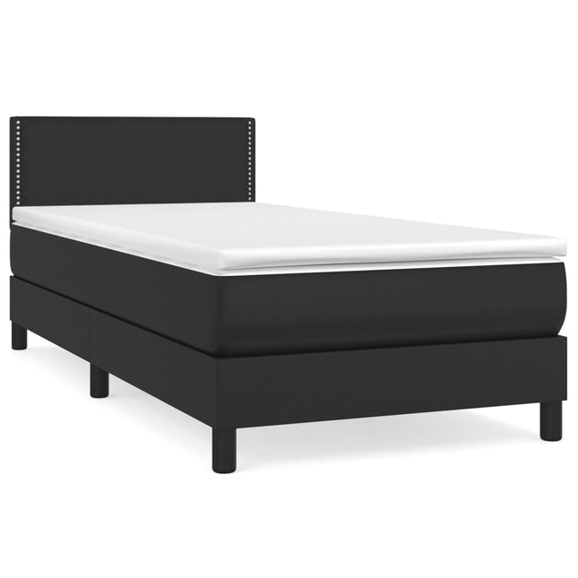Giroletto a Molle con Materasso Nero 90x190 cm in Similpelle