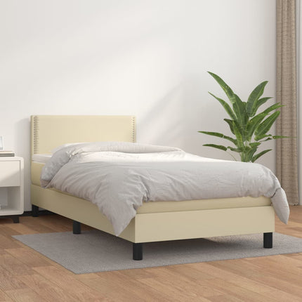Giroletto a Molle con Materasso Crema 90x200 cm in Similpelle