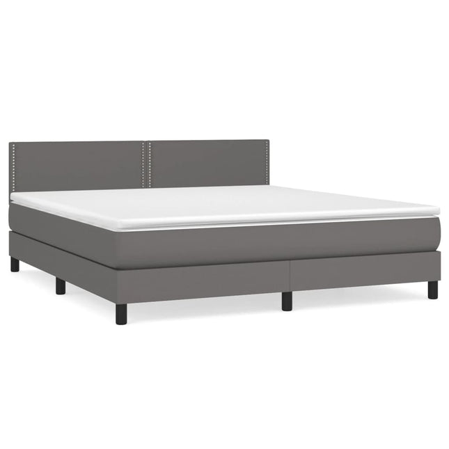 Giroletto a Molle con Materasso Grigio 160x200 cm in Similpelle