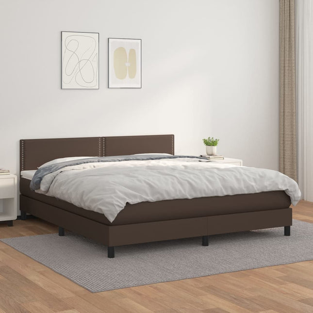 Giroletto a Molle con Materasso Marrone 180x200cm in Similpelle