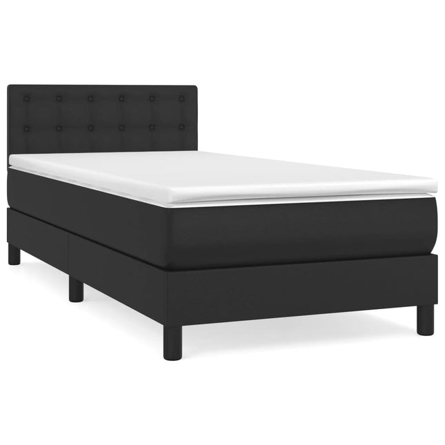 Giroletto a Molle con Materasso Nero 90x200 cm in Similpelle