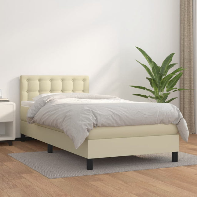 Giroletto a Molle con Materasso Crema 90x200 cm in Similpelle
