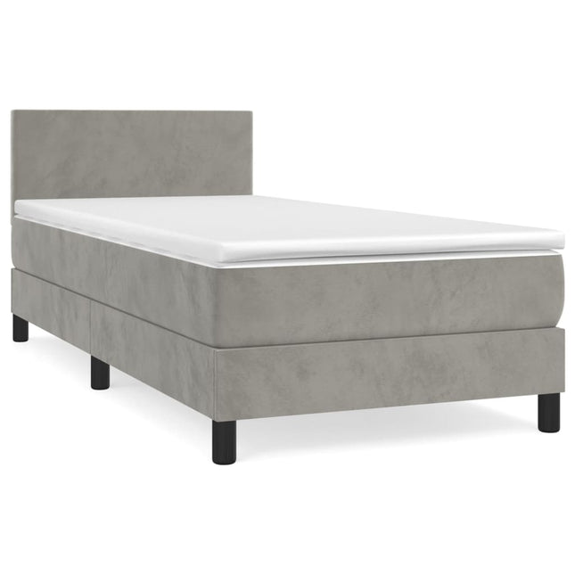 Giroletto a Molle con Materasso Grigio Chiaro 80x200 cm Velluto
