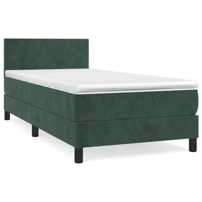 Giroletto a Molle con Materasso Verde Scuro 90x190 cm Velluto