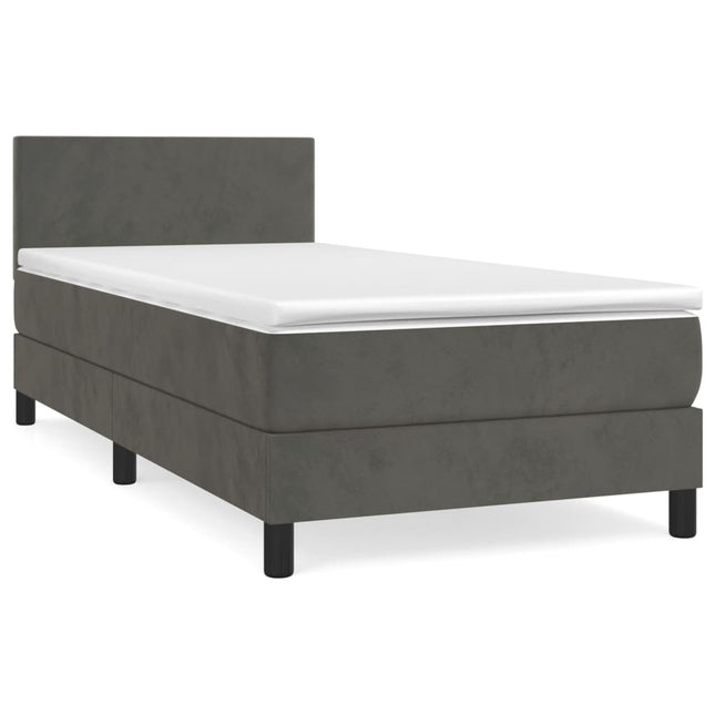 Giroletto a Molle con Materasso Grigio Scuro 100x200 cm Velluto