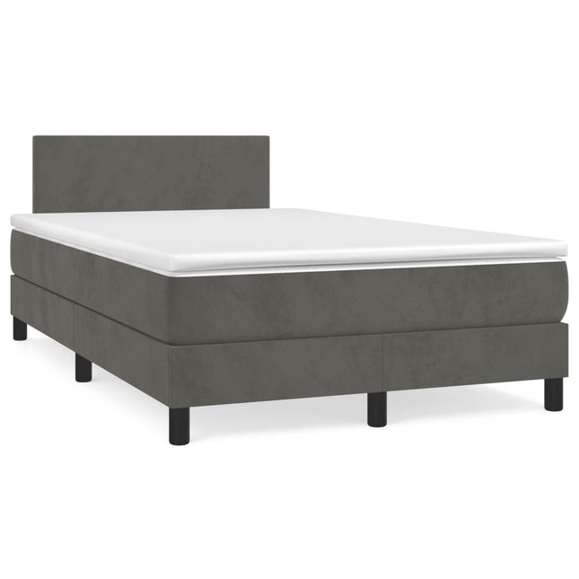 Giroletto a Molle con Materasso Grigio Scuro 120x200 cm Velluto