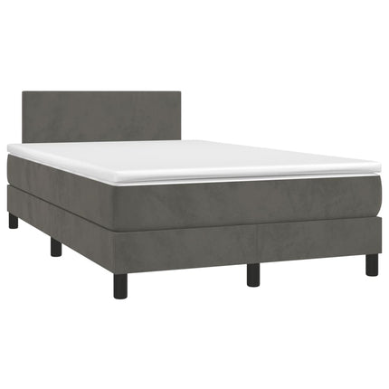 Giroletto a Molle con Materasso Grigio Scuro 120x200 cm Velluto
