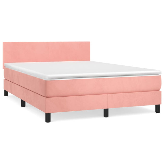 Giroletto a Molle con Materasso Rosa 140x200 cm in Velluto